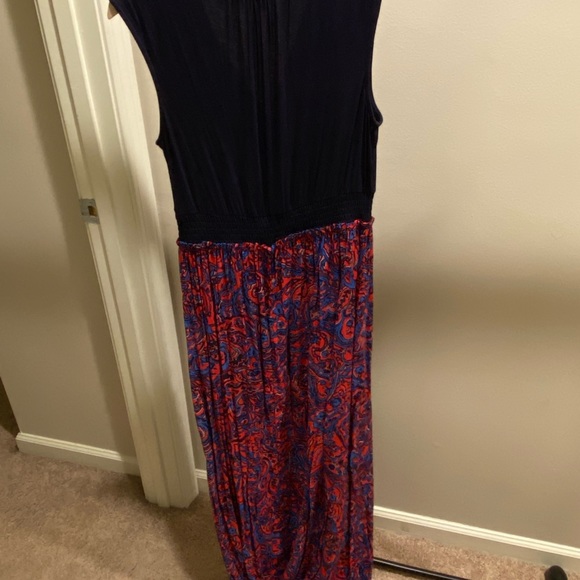 Daisy Fuentes Short Sleeve Long Blue and Red Maxi - Picture 2 of 3